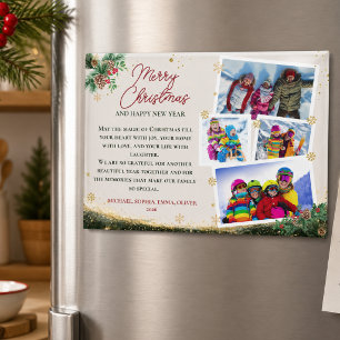 Imán Elegante familia 4 fotos Navidad vacaciones