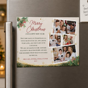 Imán Elegante familia 4 fotos Navidad vacaciones