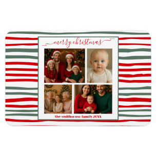 Imán Elegante familia de rayas Foto navidad moderna ale