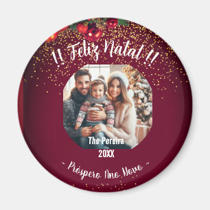 Imán Elegante feliz Natal e Próspero Ano Portugués