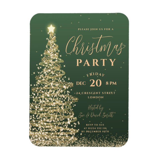 Imán Elegante Fiesta de árbol de Navidad Invitación de  (Vertical)