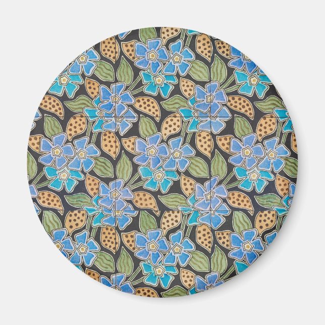 Imán Elegante Flor Azul Periwinkle Floral Clásico (Frente)