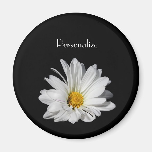 Imán Elegante Flor De Marea Blanca Con Nombre (Frente)