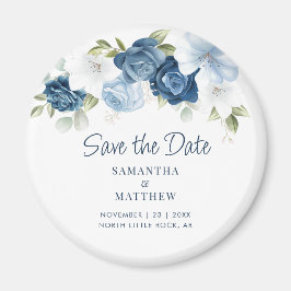 Imán Elegante Floral Dusty Blue Save the Date