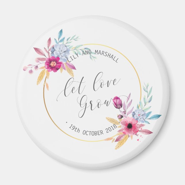 Imán Elegante Floral Sr. y Sra. Boda | Fridge Magnet (Frente)