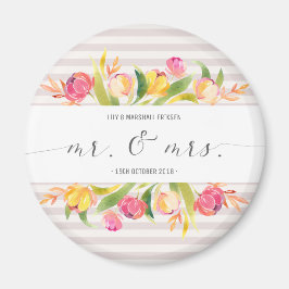 Imán Elegante Floral Sr. y Sra. Boda | Fridge Magnet