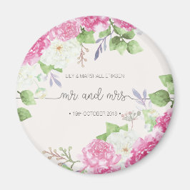 Imán Elegante Floral Sr. y Sra. Boda | Fridge Magnet