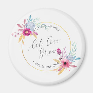 Imán Elegante floral Sr. y Sra. Boda  Nevera