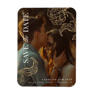 Imán Elegante foto botánica de oro salva la fecha