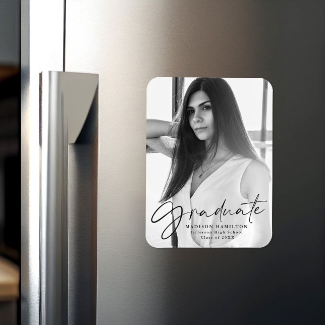 Imán Elegante foto de Invitación de graduación de guión (Subido por el creador)