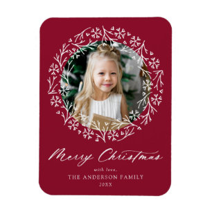 Imán Elegante foto de Wreath Cranberry con copo de niev