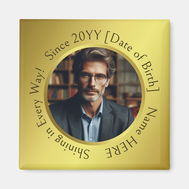 Imán Elegante foto personalizada en todo momento y bril (Frente)