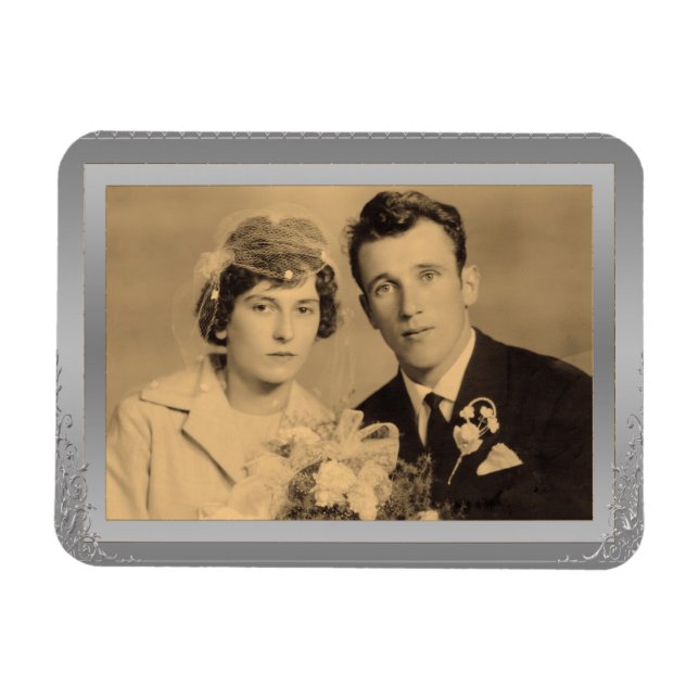 Imán Elegante foto personalizado de marco de borde plat (Horizontal)