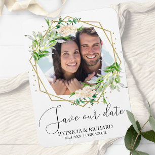 Imán Elegante fotografía de boda con vegetación para gu
