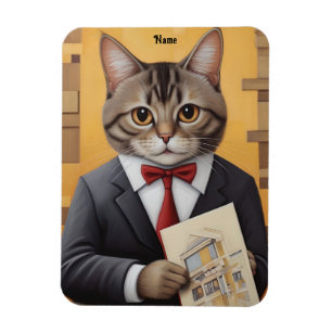 Imán Elegante gato Arquitecto Arte Gracioso Gato de neg