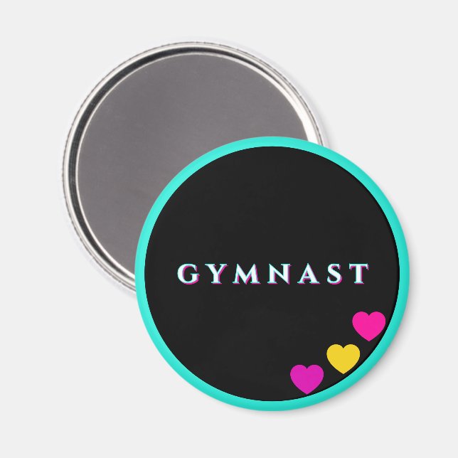 Imán Elegante gimnasta negro Verde azulado (Anverso/Reverso)