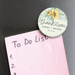 Imán Elegante Girasol Eucalipto Gracias Boda