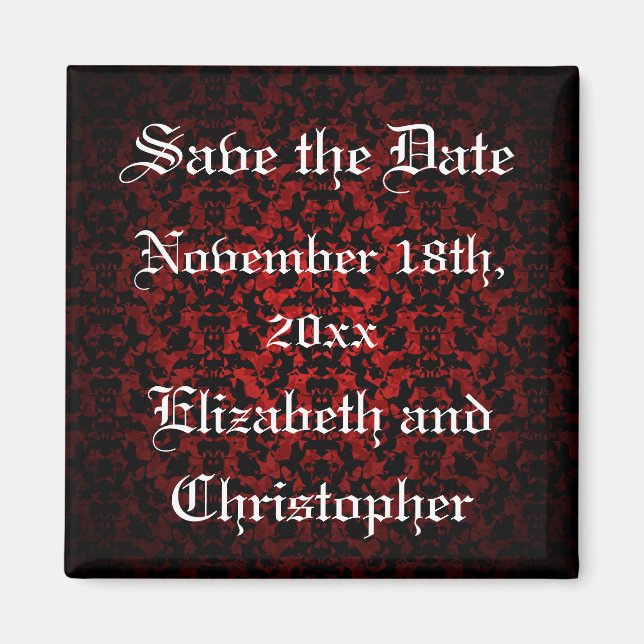 Imán Elegante Gótico Guardar la fecha (Frente)