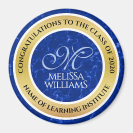 Imán Elegante Graduación Monograma Relieve metalizado d
