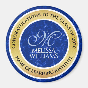 Imán Elegante Graduación Monograma Relieve metalizado d