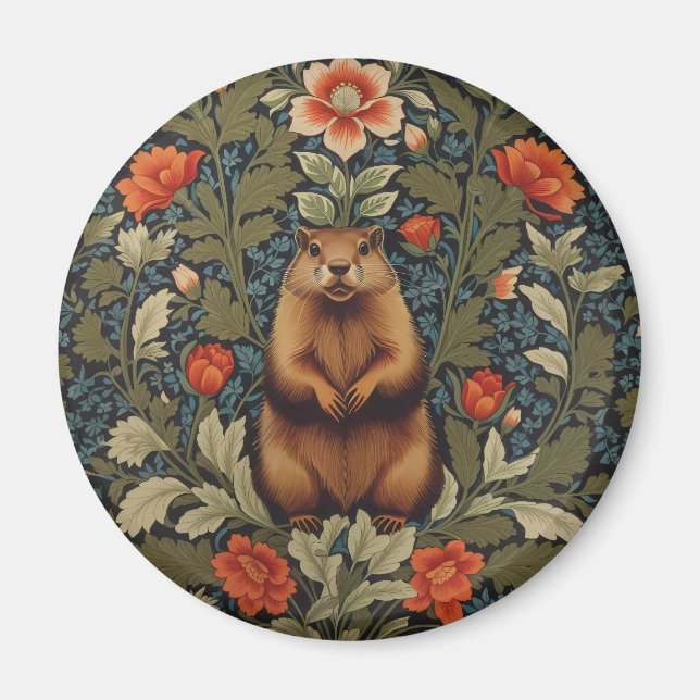 Imán Elegante Groundhog William Morris inspirado (Frente)