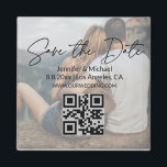 Imán elegante guardar la fecha,qr código pareja de foto<br><div class="desc">elegante guardar la fecha, código qr imán de fotos de pareja minimalista</div>