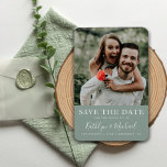 Imán Elegante guión foto Boda Minimalista moderno<br><div class="desc">Elegante Script Foto Moderna Boda Minimalista Verde Rubor Salvar el imán de la fecha. Todos los textos están preorganizados para que puedas personalizarlos fácil y rápidamente con tus propios detalles.</div>