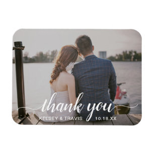 Imán Elegante guión moderno Gracias Boda de fotos