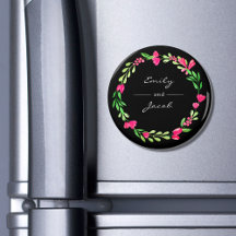 Elegante guirnalda floral rosa Nombra negra de par