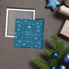 Imán Elegante invierno dorado deja Navidades azules