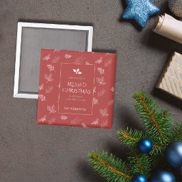 Imán Elegante invierno dorado deja Navidades rojos