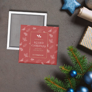 Imán Elegante invierno dorado deja Navidades rojos