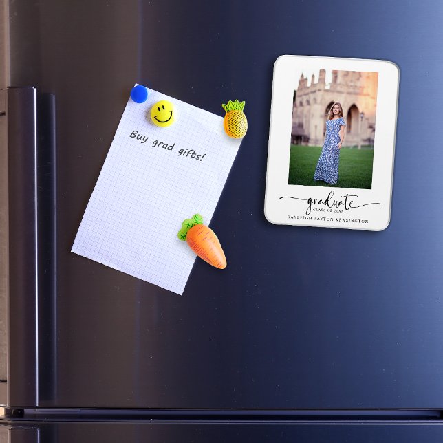 Imán Elegante Invitación de foto de graduación de guión (Subido por el creador)
