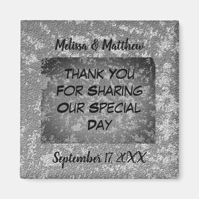 Imán Elegante Invitado De Boda Marble Gracias (Frente)