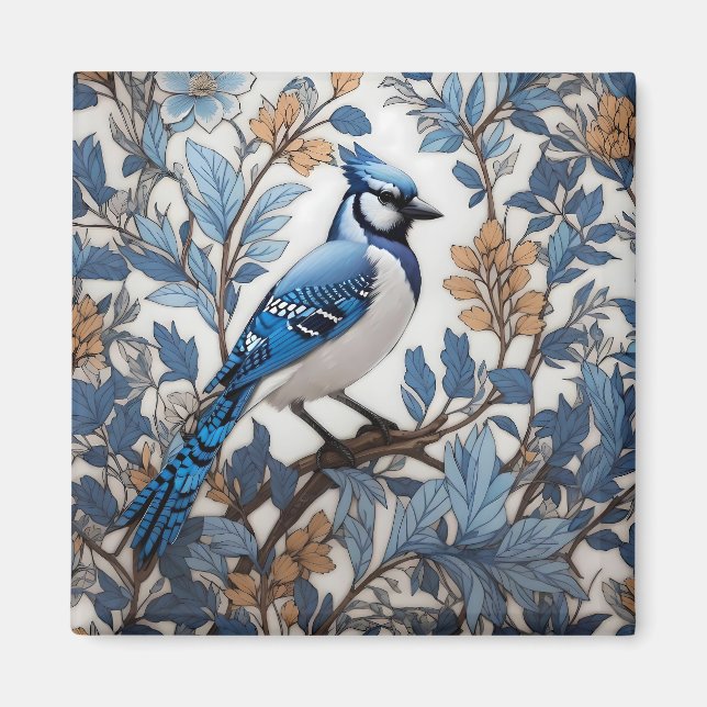Imán Elegante Jay Azul William Morris Inspirado (Frente)