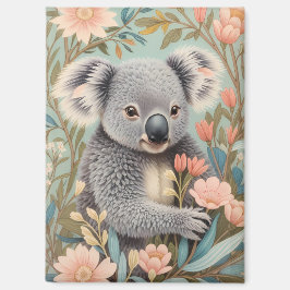 Imán Elegante Koala Floral Pastel Encantador