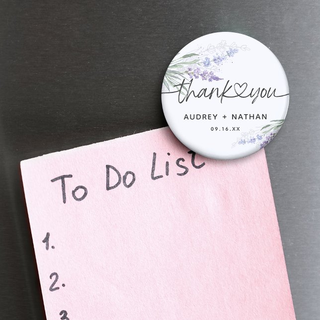 Imán Elegante Lavanda Acuarela Gracias Boda (Elegant Lavender Watercolor Thank You Wedding Magnet)