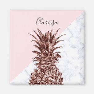 Imán Elegante mármol blanco rosa de oro piña
