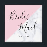 Imán Elegante mármol blanco y dama de honor rosa pastel<br><div class="desc">Diseño elegante en mármol rosa pastel y blanco.</div>