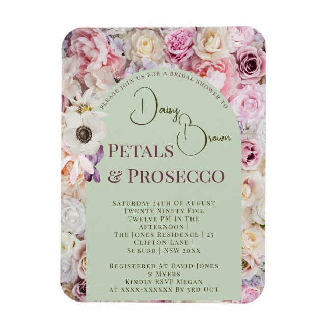 Imán Elegante Mint Green Floral Arco Veraniego Bridal S (Vertical)