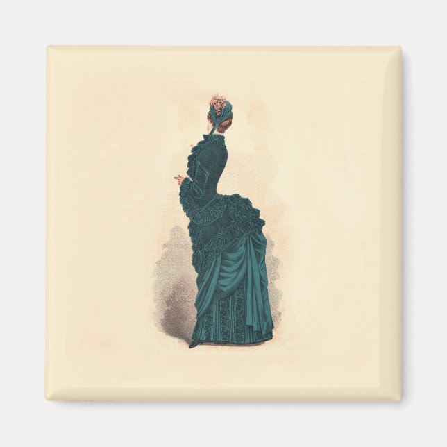 Imán Elegante Moda de Vestido Victoriano Azul (Frente)