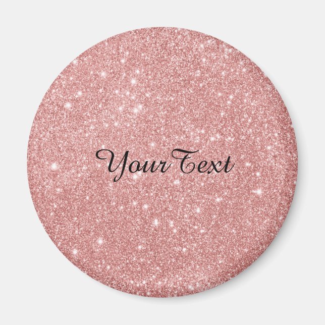 Imán Elegante Moda Lujo Faux Purpurina Rosa Gold (Frente)