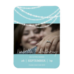 Imán Elegante Moda Sparkling Lights Photo Save the Date