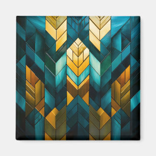 Imán Elegante Moderno Abstracto Geométrico Dorado Turqu