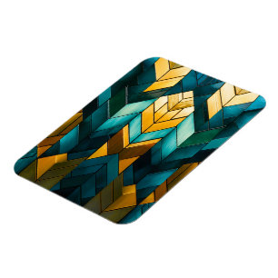 Imán Elegante Moderno Abstracto Geométrico Dorado Verde