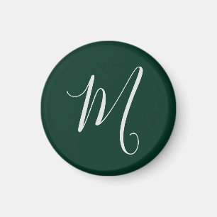 Imán Elegante Moderno Plano Verde Oscuro Monograma de N