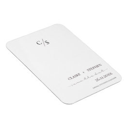 Imán Elegante Monograma Boda Blanca Negra Salva La Fech