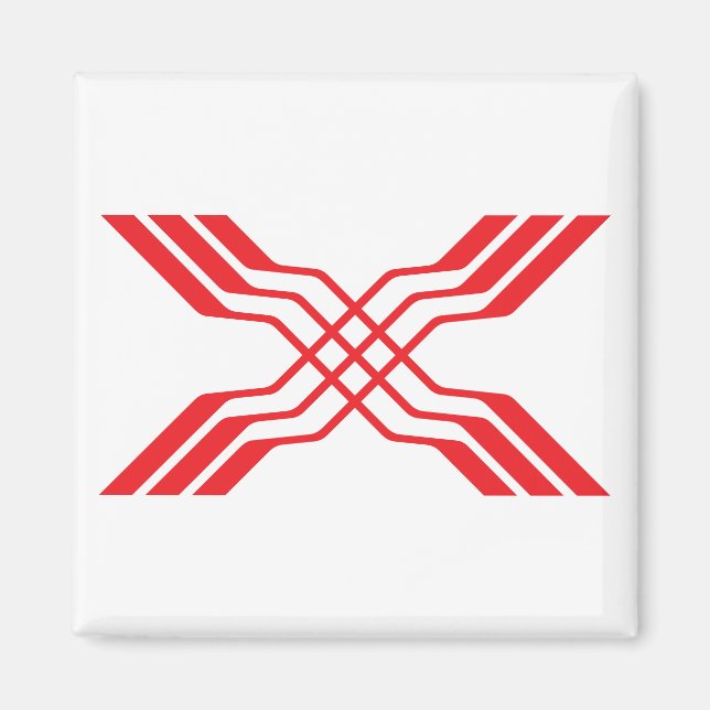 Imán Elegante Monograma de Letra X con Cinta Roja (Frente)