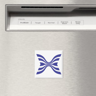 Imán Elegante Monograma de Letra X con Línea Azul