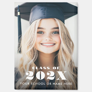 Imán Elegante nombre de escuela moderna año foto gradua